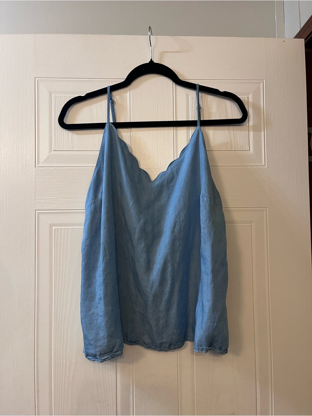 Harper Light Blue Scalloped V-Neck Cami